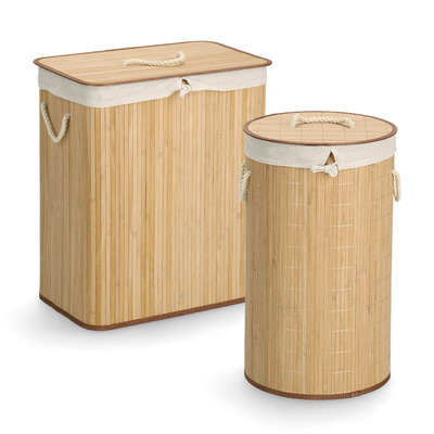 Wäschesammler, 2-fach, Bambus