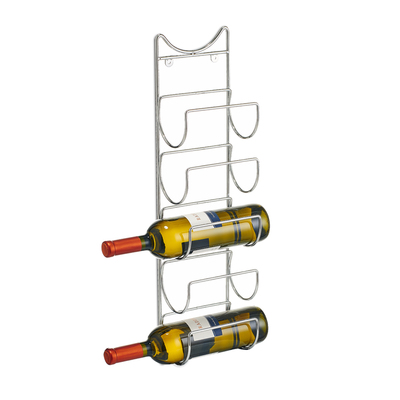 Wand-Flaschenhalter f.5 Flaschen, Metall verchromt