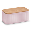 Brotkasten m. Bambusdeckel, Metall, rosé