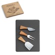 Käse-Servier-Set, 4-tlg., Schiefer/Edelstahl/Holz